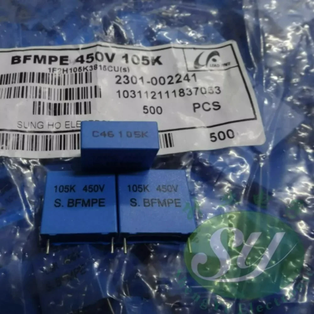 5pcs/lot SUNG HO BFMPE 1.0uf 450V 1u0 1uf 105 K Brand New 15mm Film Capacitor (Height: 17mm)