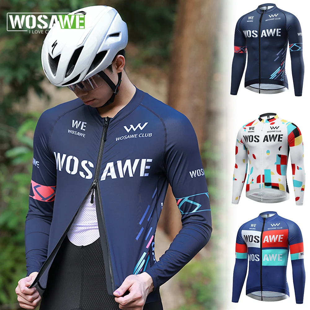 

WOSAWE мужской велосипедный трикотаж, летние топы с длинными рукавами Maillot Ciclismo, горный дорожный велосипед, трикотаж Pro Team, рубашки, одежда для велосипеда