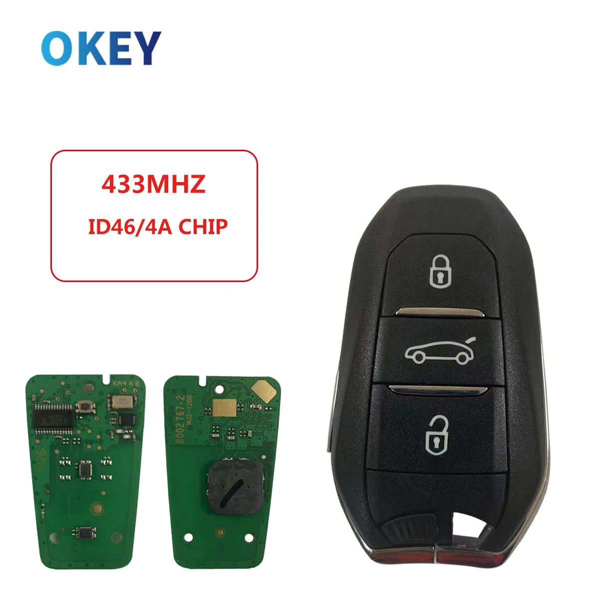 

Okey Remote Control Car Key For Peugeot 208 308 3008 508 5008 Citroen C4 C4L DS4 DS5 4A /ID46 Chip 434MHz Keyless Entry