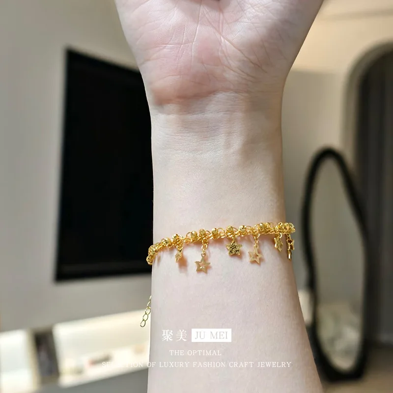 9999 24K real gold store same style women's gold bracelet star fashion exquisite jewelry