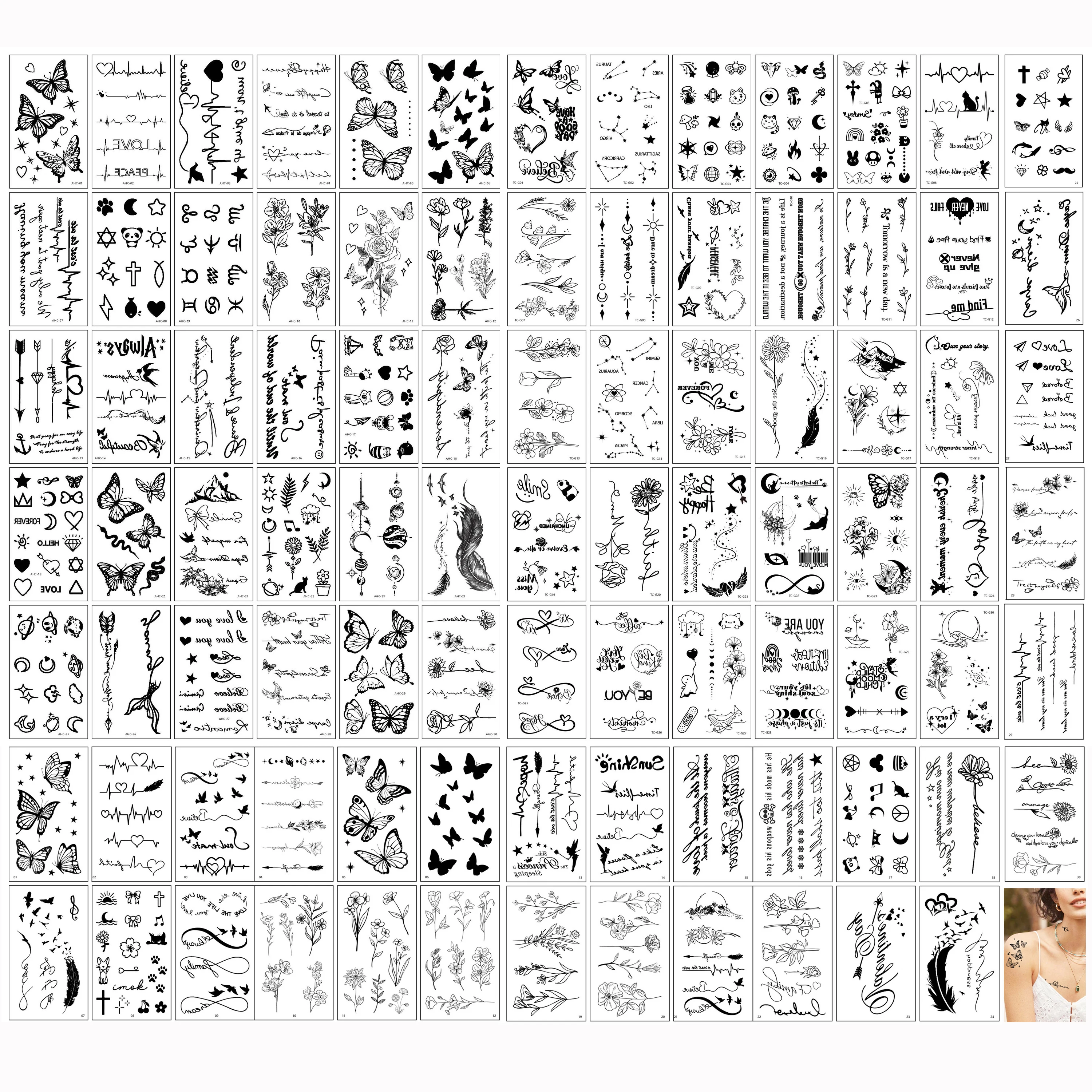 

Rosymormor 90 Sheets Temporary Tattoos for Women Adults, 400+ Styles Small Fake Tattoos Stickers, Long Lasting Realistic Tattoos