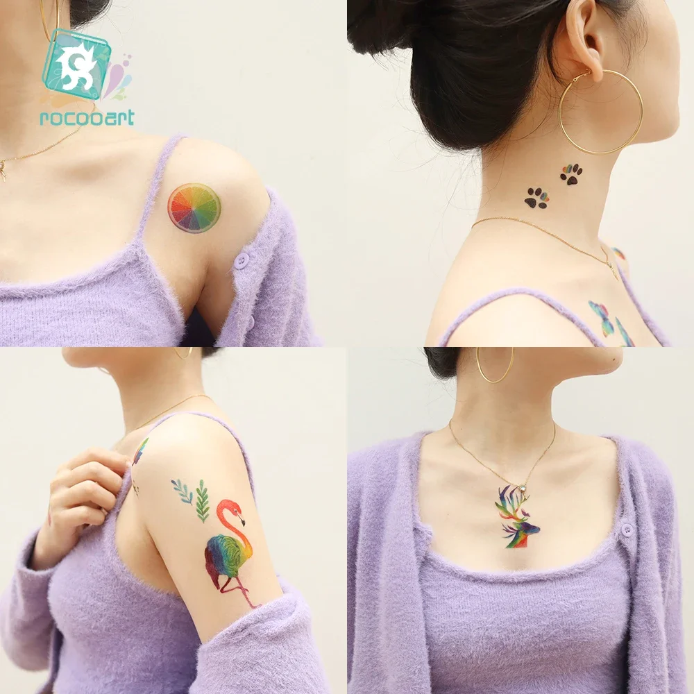 Rainbow Temporary Tattoos For Women Children Waterproof Tattoo Stickers Kids Hands Arm Face DIY Body Art Colorful Fake Tattoo