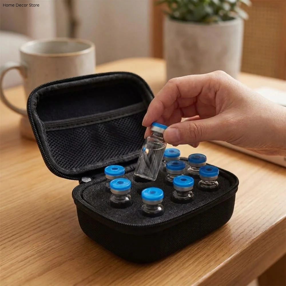 10 Slot Insulin Vial Storage Case 1-3ML Dust-proof Insulin Vial Protector Zippers Closure Wear-resistant
