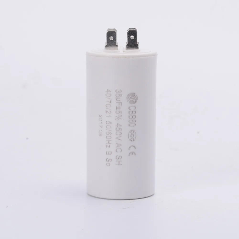 

Double-plug running capacitor CBB60 450V series 35uf washing machine motor water pump capacitor