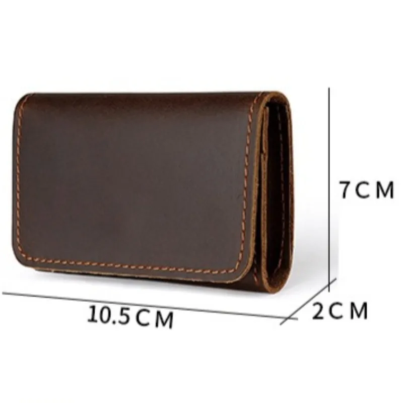 كريزي هورس بيك اب حقيبة مخفية مشبك جلد طبيعي محفظة متعددة الوظائف الطبقة الأولى جلد البقر حامل بطاقة ثنائي الطي للرجال #6