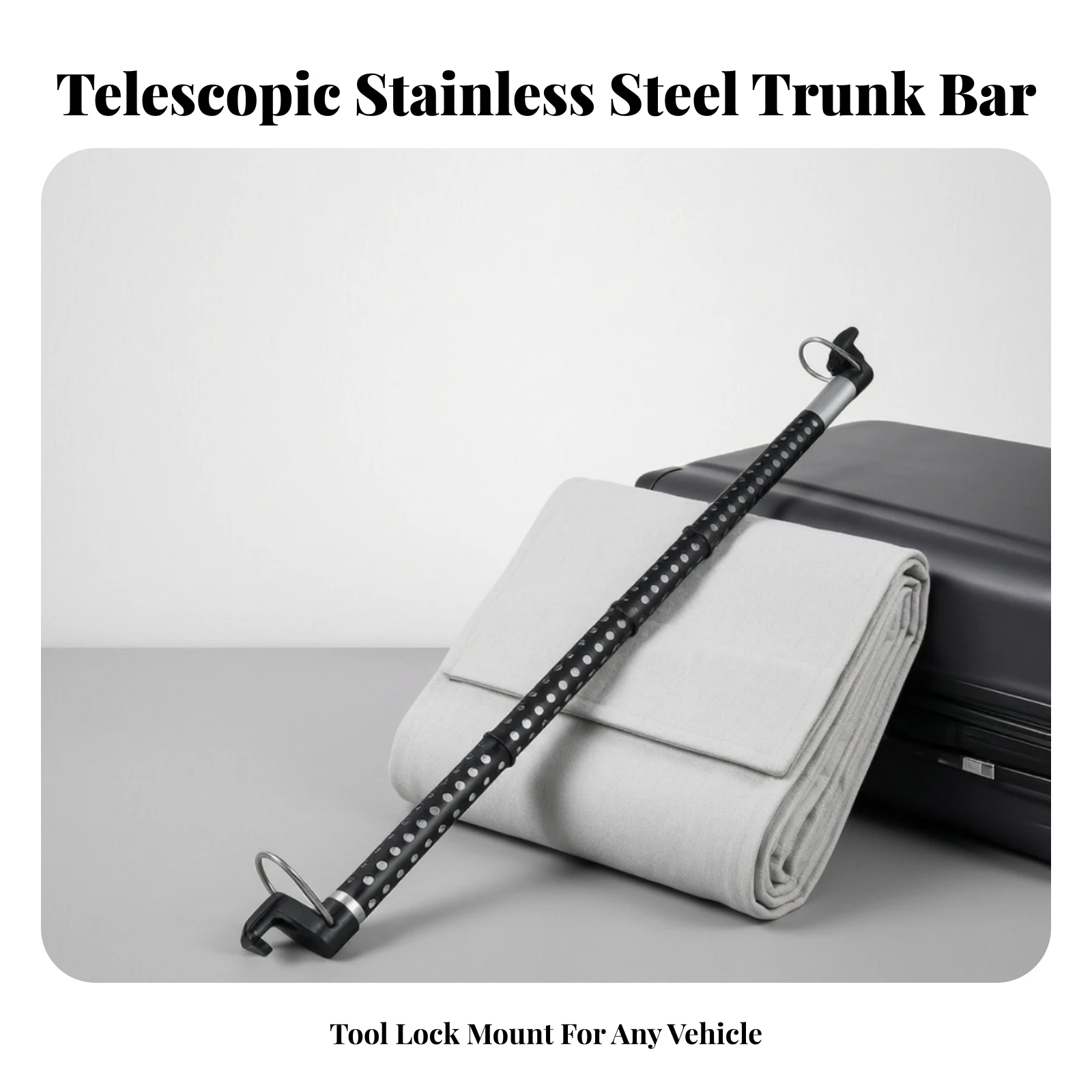 Vehicle Clothes Bar Sturdy Telescopic Car Clothes-Drying Rod Adjustable Laundry Pole Portable for Road Trips, Camping