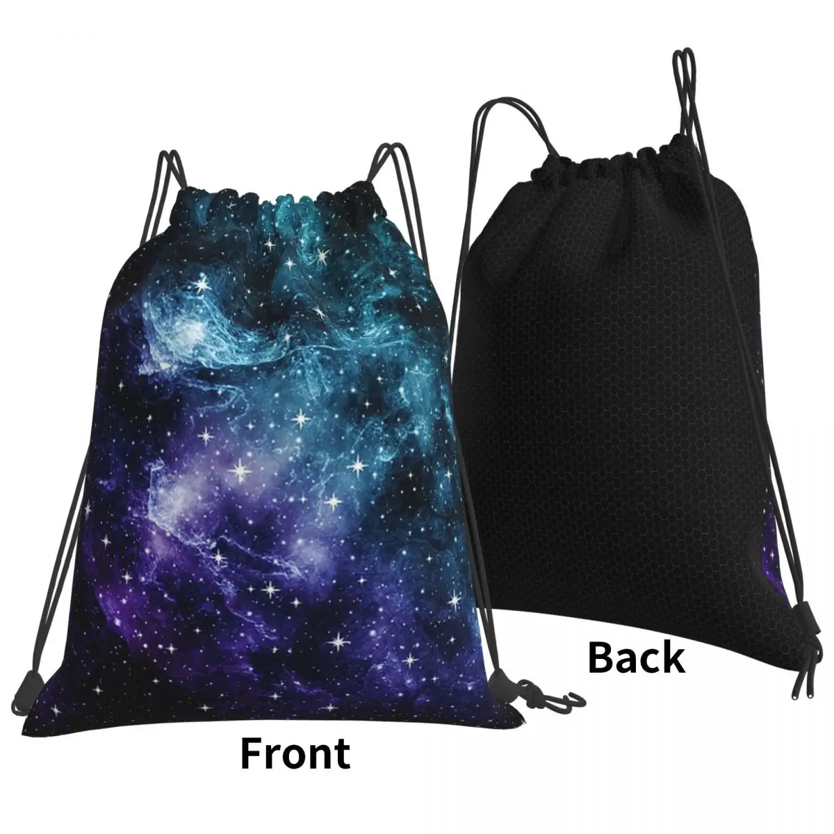 Teal Purple Galaxy Nebula Dream Backpacks Fashion Drawstring Bags Sports Bag Book Bags for Travel Students
