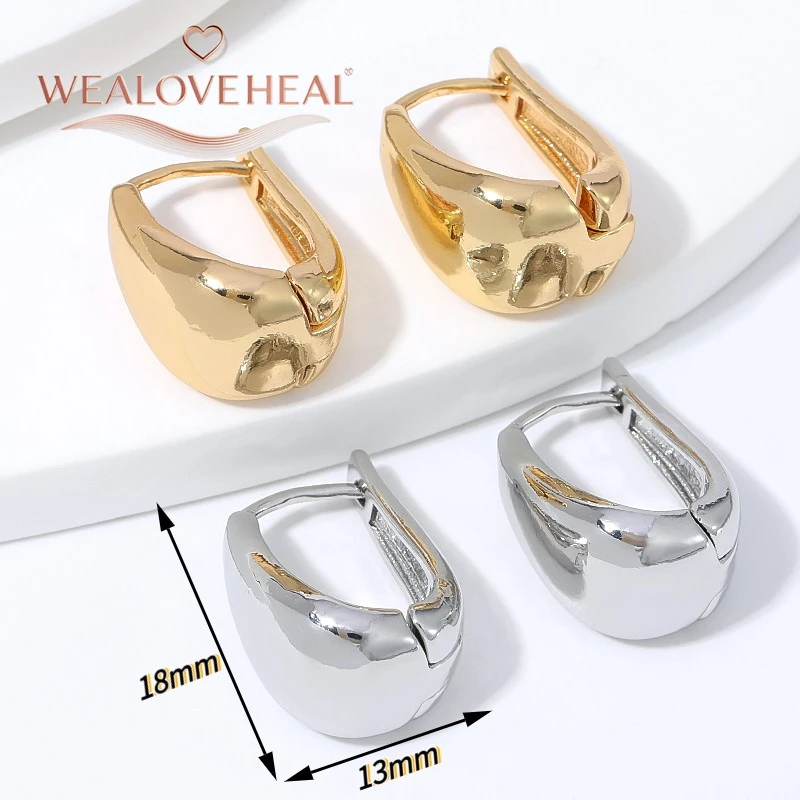 18K vergoldete Wassertropfen-Huggie-Ohrringe für Frauen, minimalistische, klobige U-förmige Creolen, Alltagsschmuck, Valentinstag- und Geburtstagsgeschenk – Detail 17