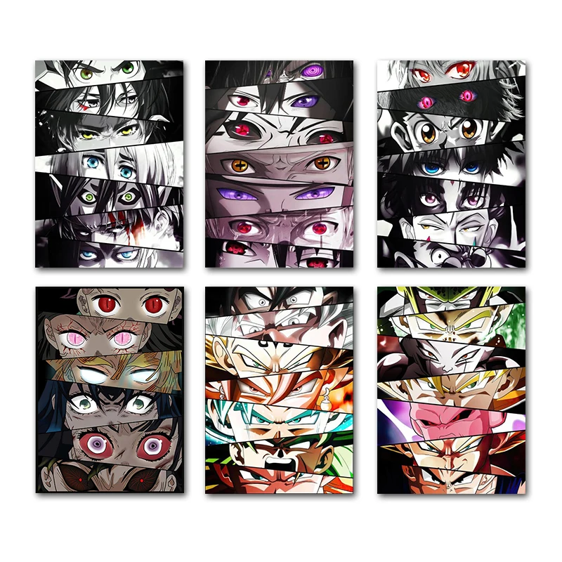 Naruto Dragon Ball Classical Anime Goku Sasuke Eyes Poster Abstract Wall Art Modular Splicing Canvas Painting Picture Mural