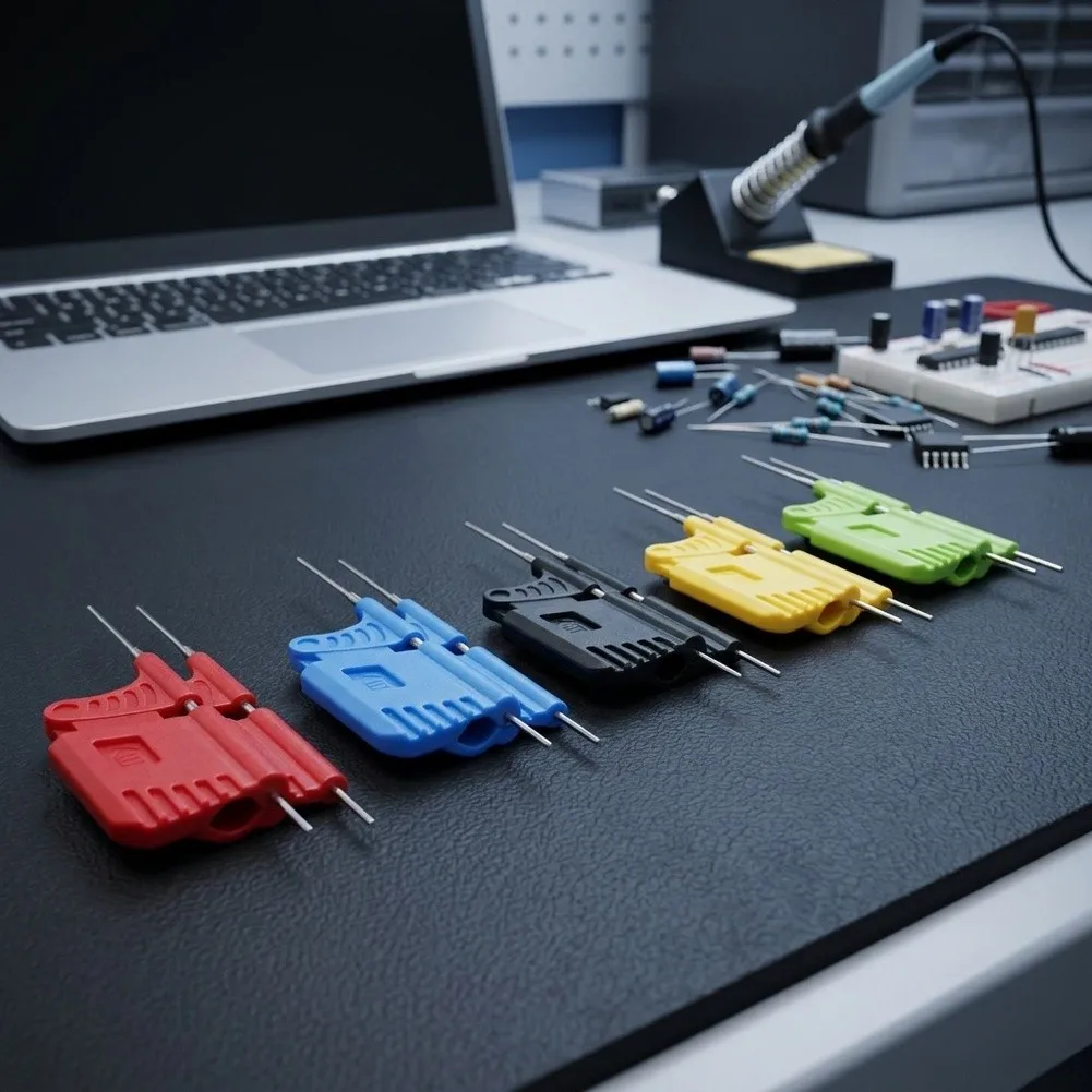 No Solder Clip IC Chip Test Clip For Professional Repair Shops Red Conductive Metal Probes Robust Plastic Frame