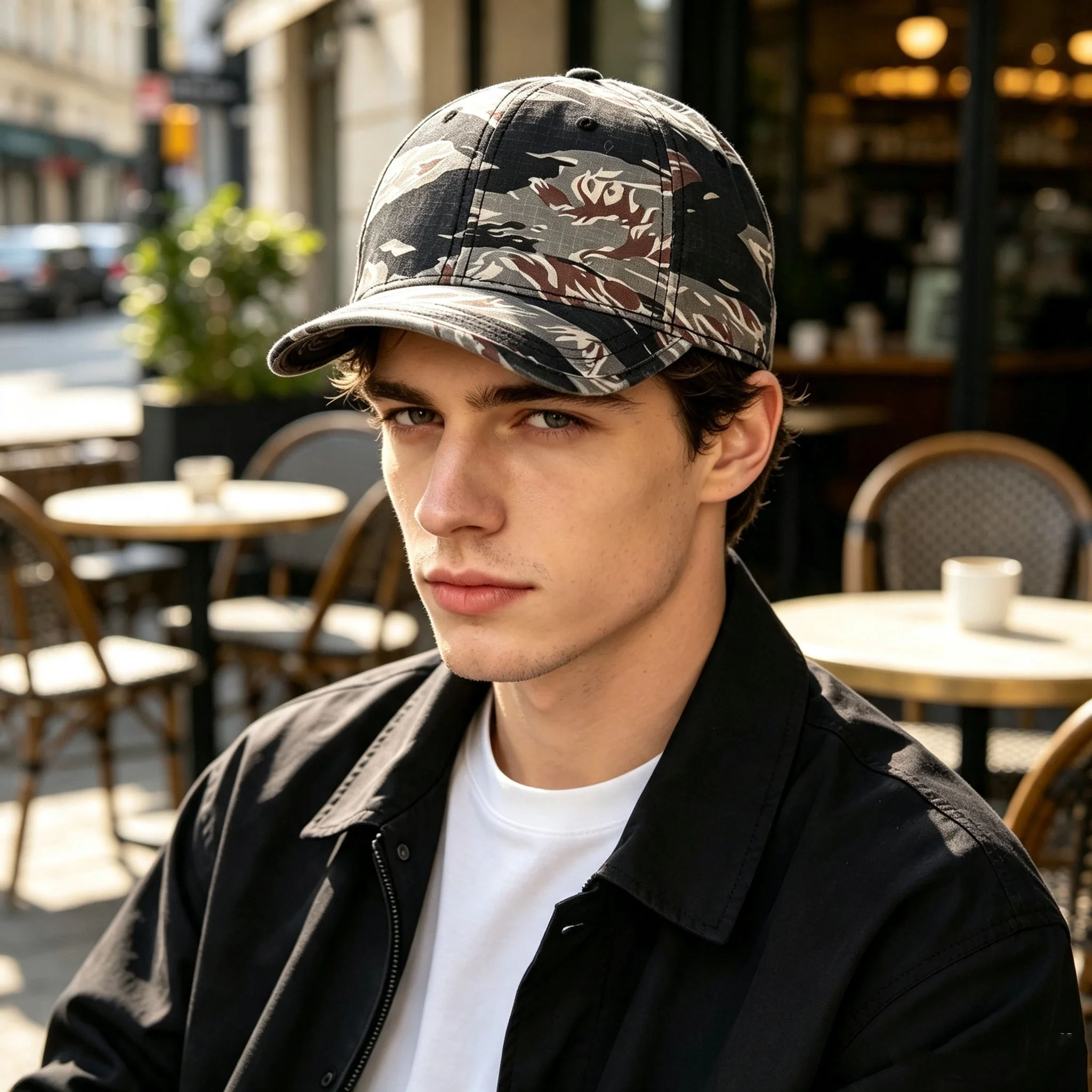 Retro Tiger Stripe Camouflage Baseball Cap for Men, Quick-Dry Mesh Fabric, Outdoor Hiking, Fishing, Cycling, Sunshade Tactical Workwear Cap, Multiple Colors Available