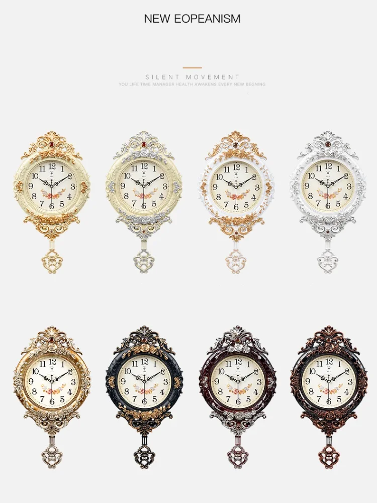 20 inch wall clock European irregular wall mounted watch Silent living room clock Home use