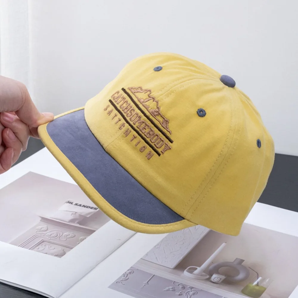 Korean Short Brim Polished Baseball Cap Personalized Contrasting Colors Embroidered Men Women Parent-child Peaked Cap