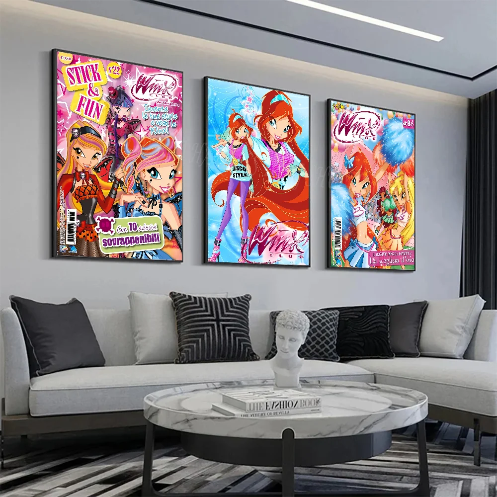 Cartoon C-Club Cute W-Winx Poster Wall Art Home Decor Room Decor Digital Painting Living Room Restaurant Kitchen Art