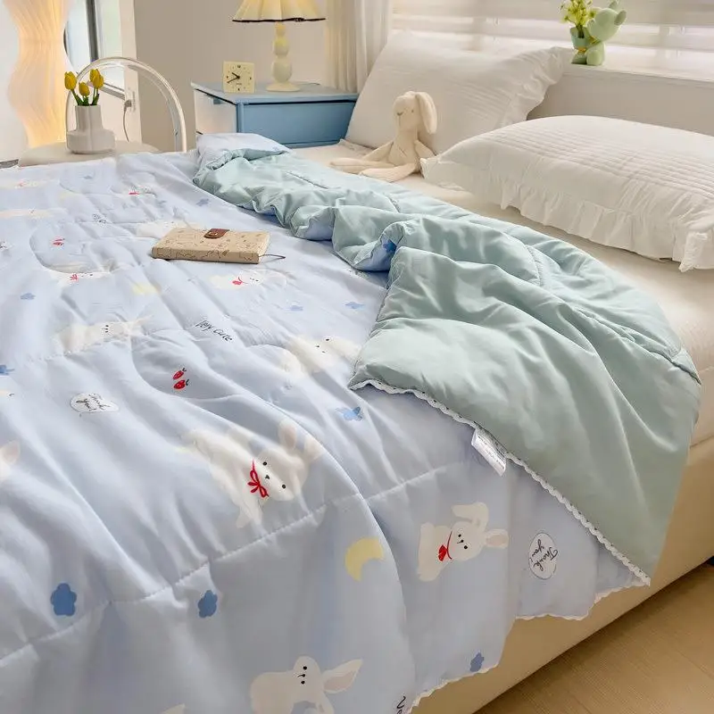 Washable Cotton Summer Lightweight Air Conditioning Quilt Single Student Dormitory Bedding Children Core Filling Fiber Polyester