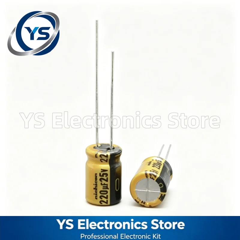 10-200pcs 25V220UF NICHICON FW Series 8X12mm Hi-Fi Audio Electrolytic Capacitor UFW1E221MPD 220UF25V 25V 220UF Original NEW