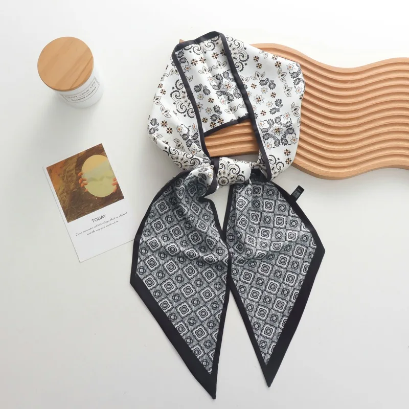 2025 جديد الربيع والخريف لونين الرجعية قطاع وشاح حريري صغير الخارجي الغربي الجمعية قميص المهنية وشاح رقيقة وشاح