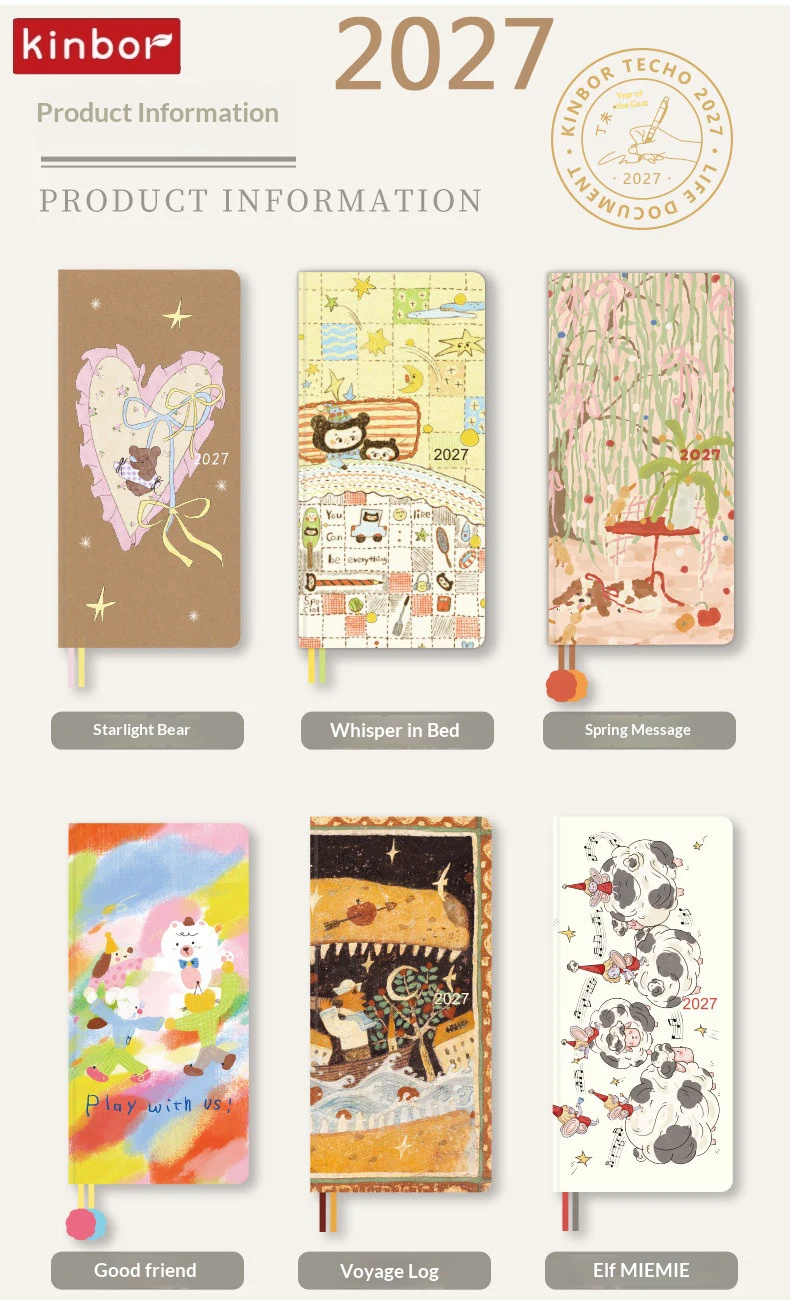 Kinbor 2027 Weeks Planner,Multi Colors Scheduler with 52g Tomoe River Paper,21Day Daily Organizer For Goals,Habit Tracking&Notes