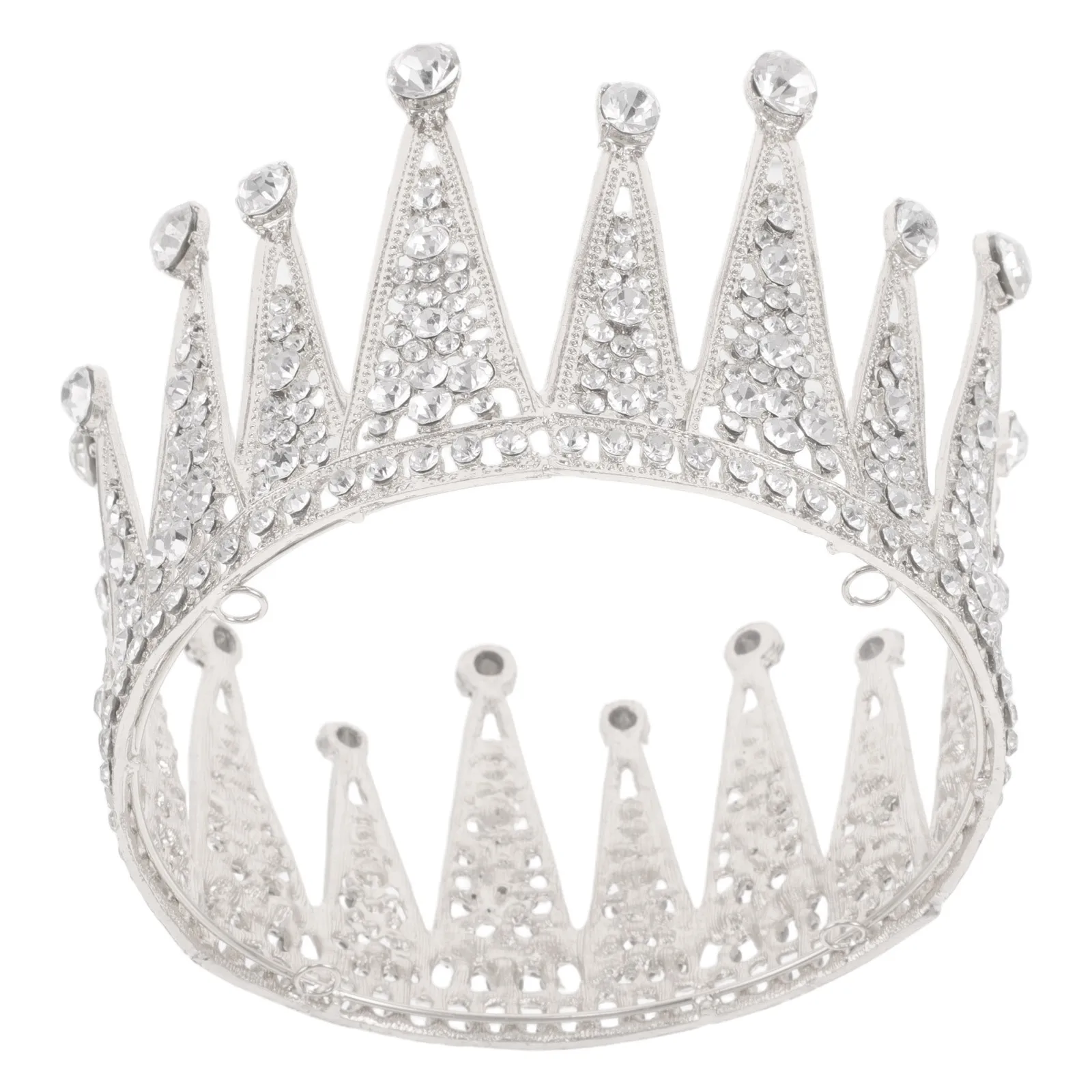 

Crystal Rhinestone Princess Tiara Bridal Wedding Headpiece Full Round Queen Crown Hair Accessory For Bride Birthday Party