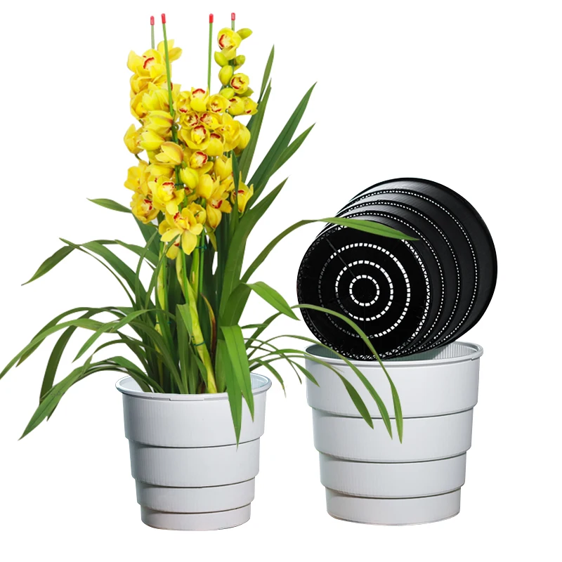 Meshpot 4 Pack Garden Decor Plant Pot Plastic Flower Pot with Air Holes Root Control Cachepot in white Black color