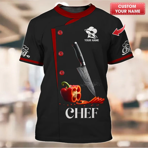 2025 New Designs Chef 3D Print T Shirt Personalized Customzed Name Tshirts Uniform Short Sleeve Loose Quick Dry Tees Unisex Tops