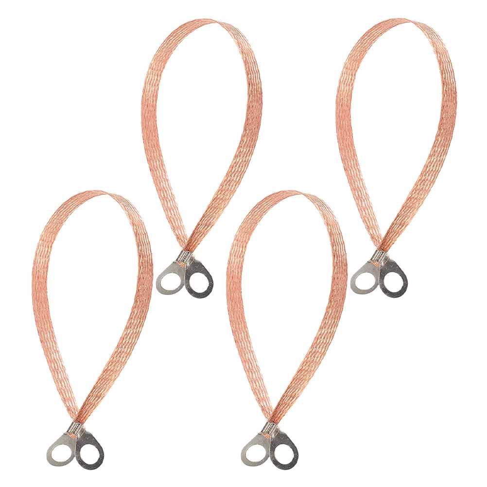 4Pcs Automotive Jumper Cables Ground Straps Braided Copper Wire Set Reliable Engine Grounding Cable Straps Safety