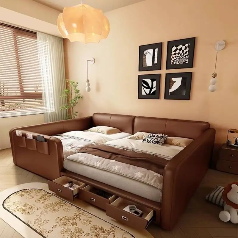 Wooden Nordic Double Bed Australia Luxury Normal Frame Floating Double Bed Adults Modern Cama Matrimonial Furniture For Home