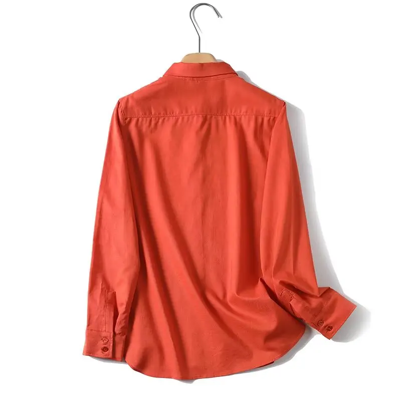 Women's Versatile Simple Commuter Pure Color Straight Leg Linen Blend Long Sleeve Shirt Casual Style Loose Fit Breathable