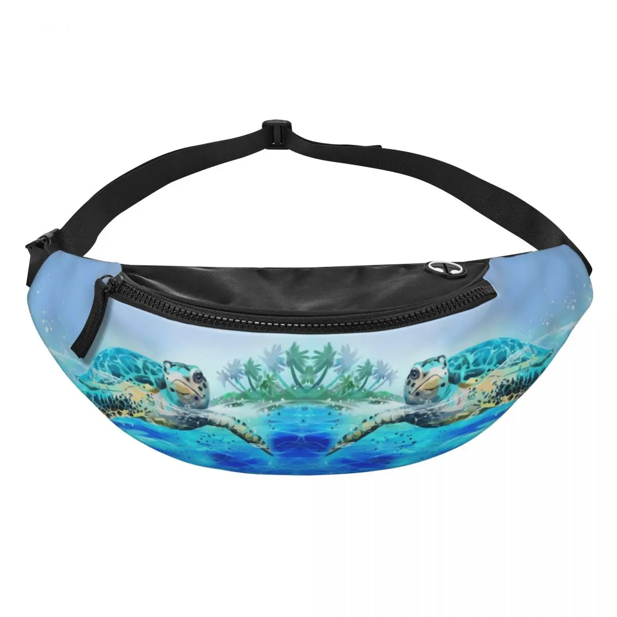 Sac banane tortue de mer pour hommes et femmes, sac de taille à bandoulière, Cool Ocean Animal, interconnexion, téléphone en cours d'exécution, poudres d'argent