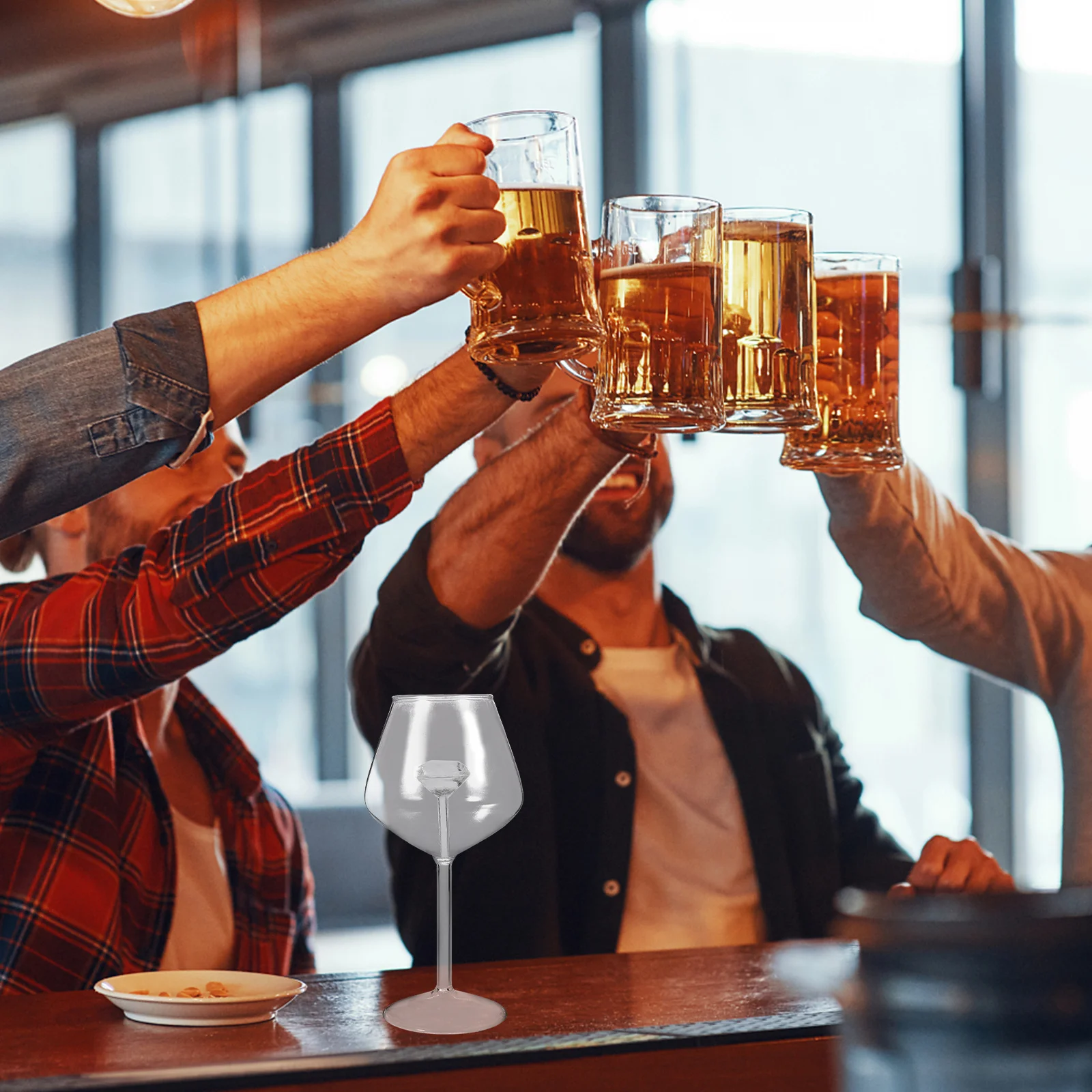 

Stylish Rhinestone Wine Goblet Clear Glass Cocktail Cup High Footed Bar Glassware for Party Wedding Bridal Shower Home