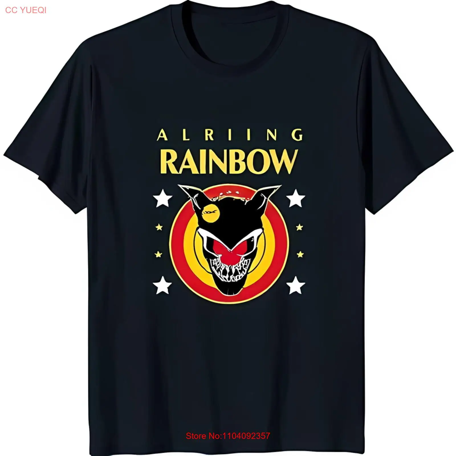 

Черная футболка Alring Rainbow с жирной желтой графикой и ярким рисунком