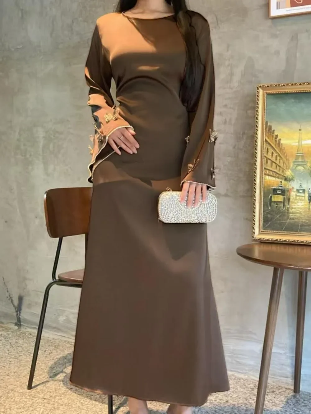 Eid femmes Robe musulmane Abaya papillon nœud manches fête Jalabiya Ramadan robes longues robes Largos Robe arabe Maroc caftan
