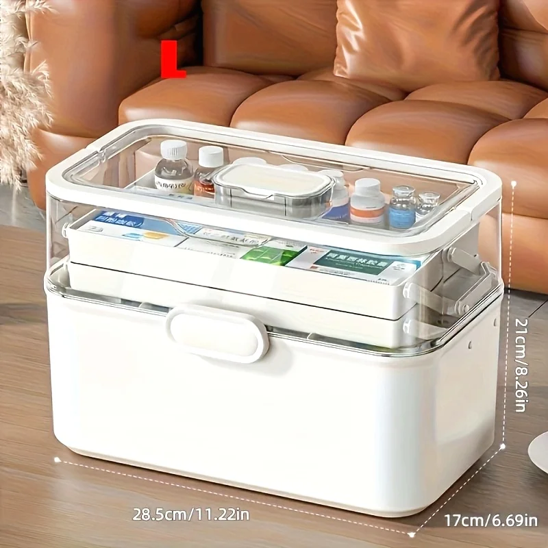 

Большой органайзер для лекарств и ящик для хранения первой помощи, прочный пластиковый футляр с несколькими отделениями для домашнего использования в общежитии