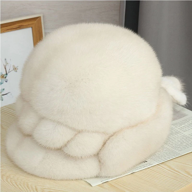 Woman Hat Winter Solid Mink Caps Natural Mink Fur Hats New Russian Girl Fur Hats 2026 Warm