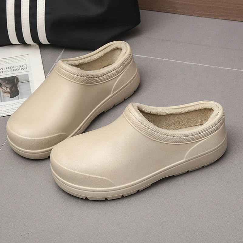 

Мужские и женские новые осенне-зимние хлопковые ботинки с флисовой подкладкой, теплые, больших размеров, парные, с закрытым носком, водонепроницаемые, нескользящие, для поваров, сандалии