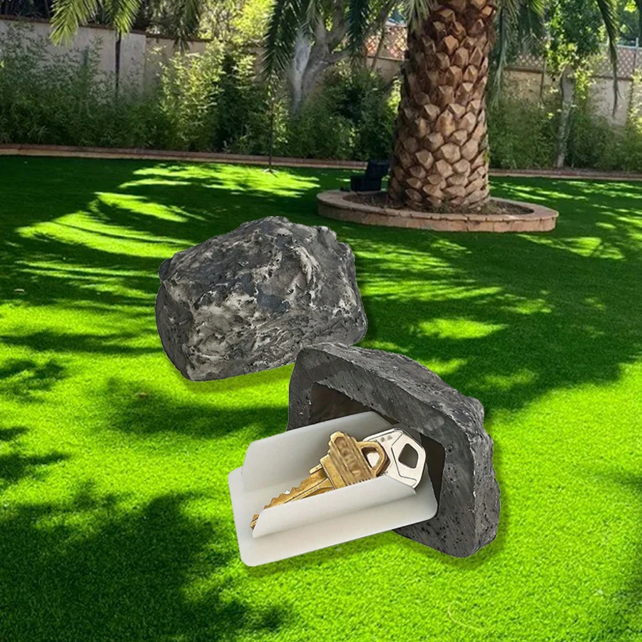 

Plastic simulation stone key box suitable for outdoor courtyard, home door hidden key decoration
