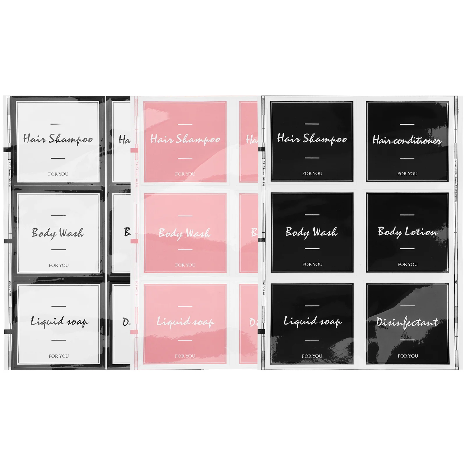 

3 Sheets Waterproof Bathroom Labels for Shampoo Body Wash Travel Bottles Adhesive Stickers Compatibility Glass Plastic Bottle