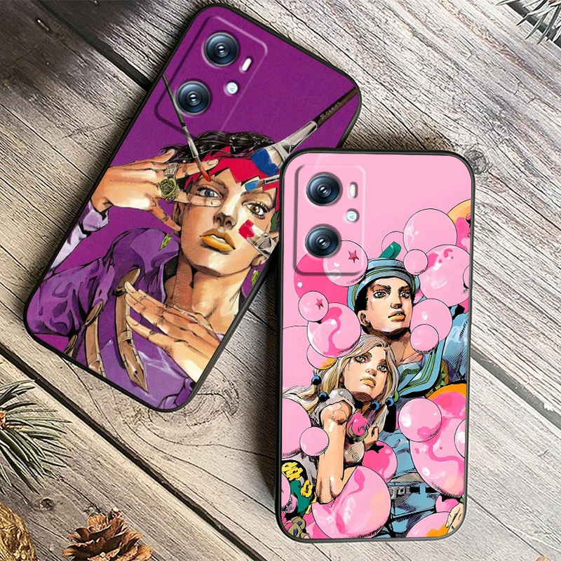 J-JoJo Bizarres A-Adventure For OPPO Find X6 X5 X3 A54S A5 A94 A16 A53S A57 A74 A72 A98 A78 A96 A9 5G Black Soft Phone Case