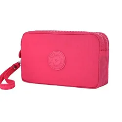 Women Portable Wallets Nylon Coin Purse New Korean Large Capacity Portable Oxford Cloth Coin Wallet Three Zippers Waterproof