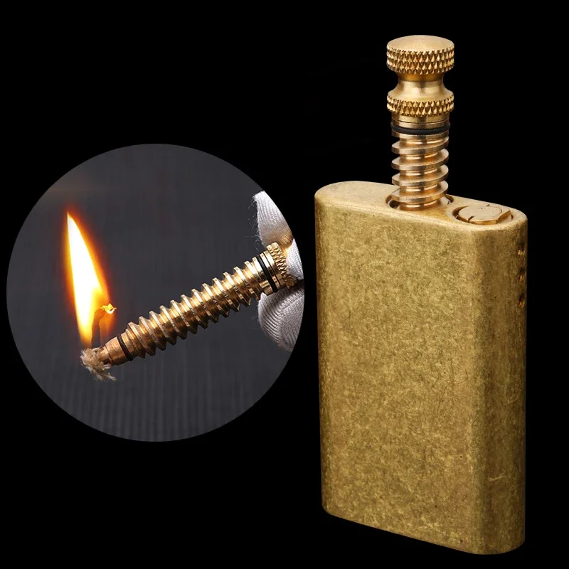 ZORRO Old-fashioned Retro Personality Brass Kerosene Lighter Outdoor Windproof Fire Box 10,000 Times Match Plug Screw Lighter