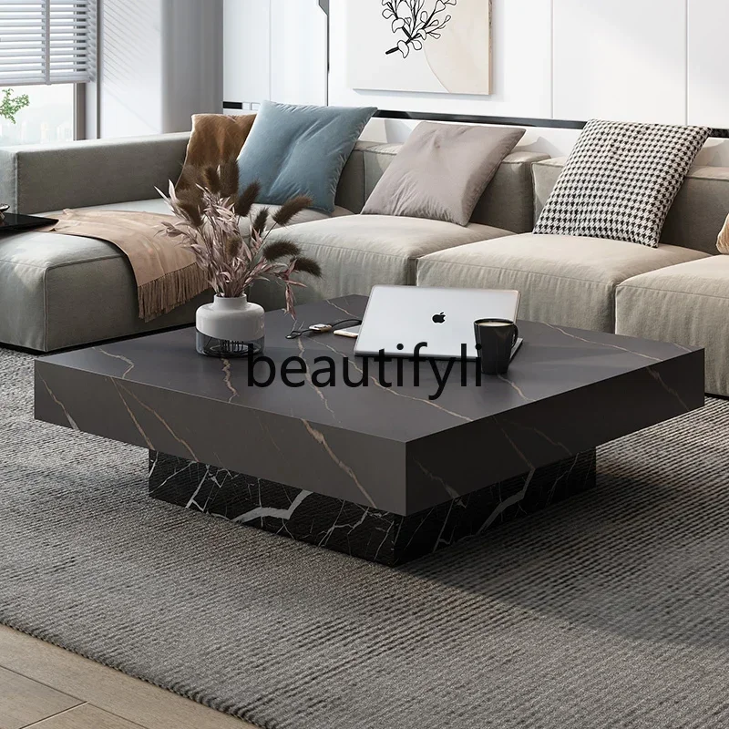 

DD45 Full Rock Plate Coffee Table High-End Light Luxury Modern Living Room Home Square Customizable Size