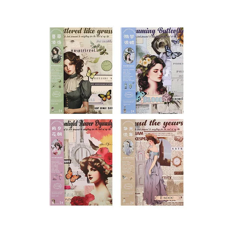 24 Sheets/pack Sticker Book For Scrapbooking People Stickers Journaling Stickers Scrapbook Sticker Sticker Books For Arts Crafts