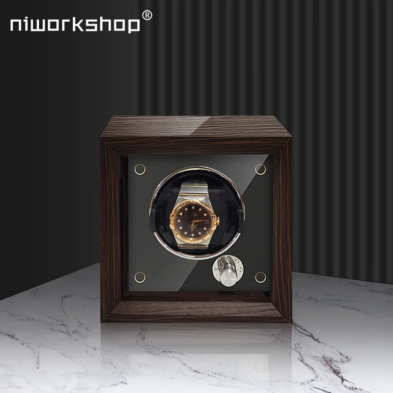 1pc Niworkshop Automatic Watch Winder,Wood 1 Slot Watch Box with Adjustable Watch Pillows ,Quiet Motor and 4 Rotation Modes Fits