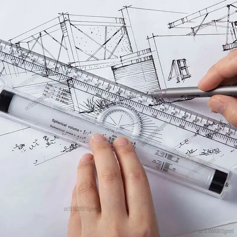 15cm 30cm ângulo de múltiplos propósitos rolo paralelo rolagem régua arquiteto design projecto de arte desenho de medição balança de equilíbrio