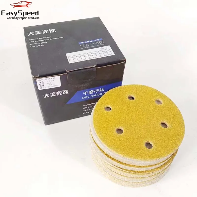 125mm Sanding Disc 80-600Grit 5 Inch Sanding Sheet 6 Holes Dustless Hook and Loop Sandpaper for Random Track  Sander