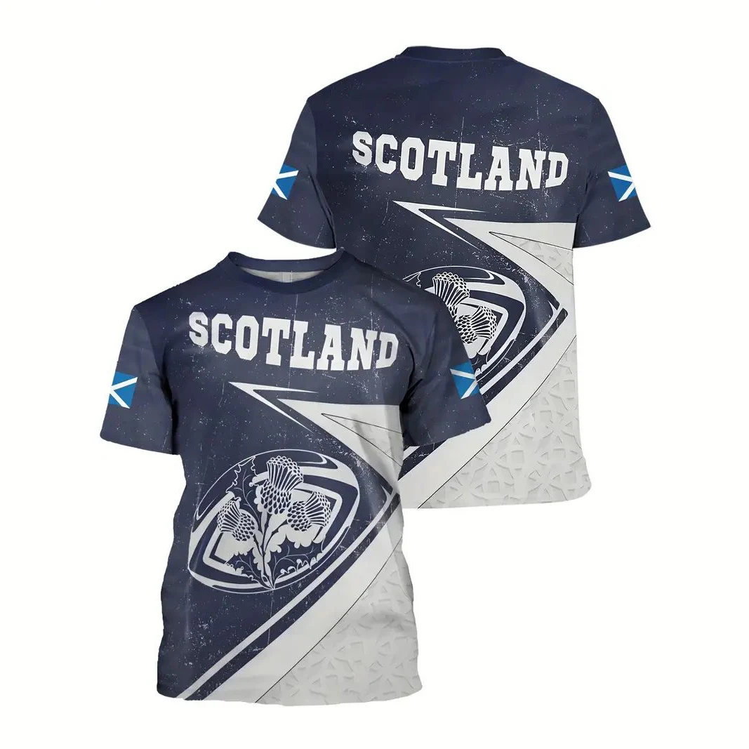 SCOTLAND Summer Men's T-Shirt Street Casual Short Sleeve Tee Fashion O Neck Pullover Man Oversized Clothing Scotland Print Tops