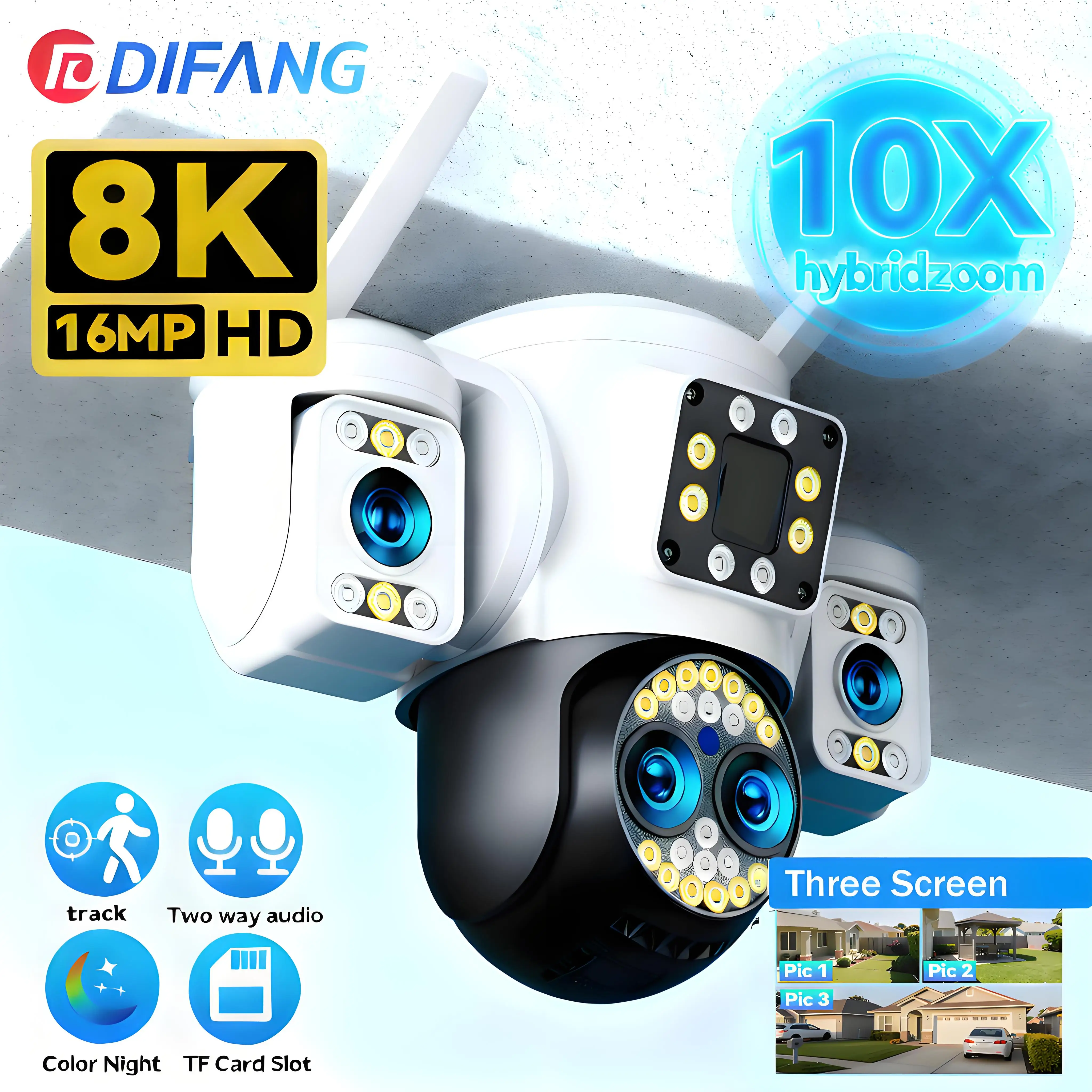 

Yoosee WiFi Security Camera Three Screen 10X Zoom WiFi IP Camera Auto Tracking Outdoor Surveillance CCTV Video Cam Security