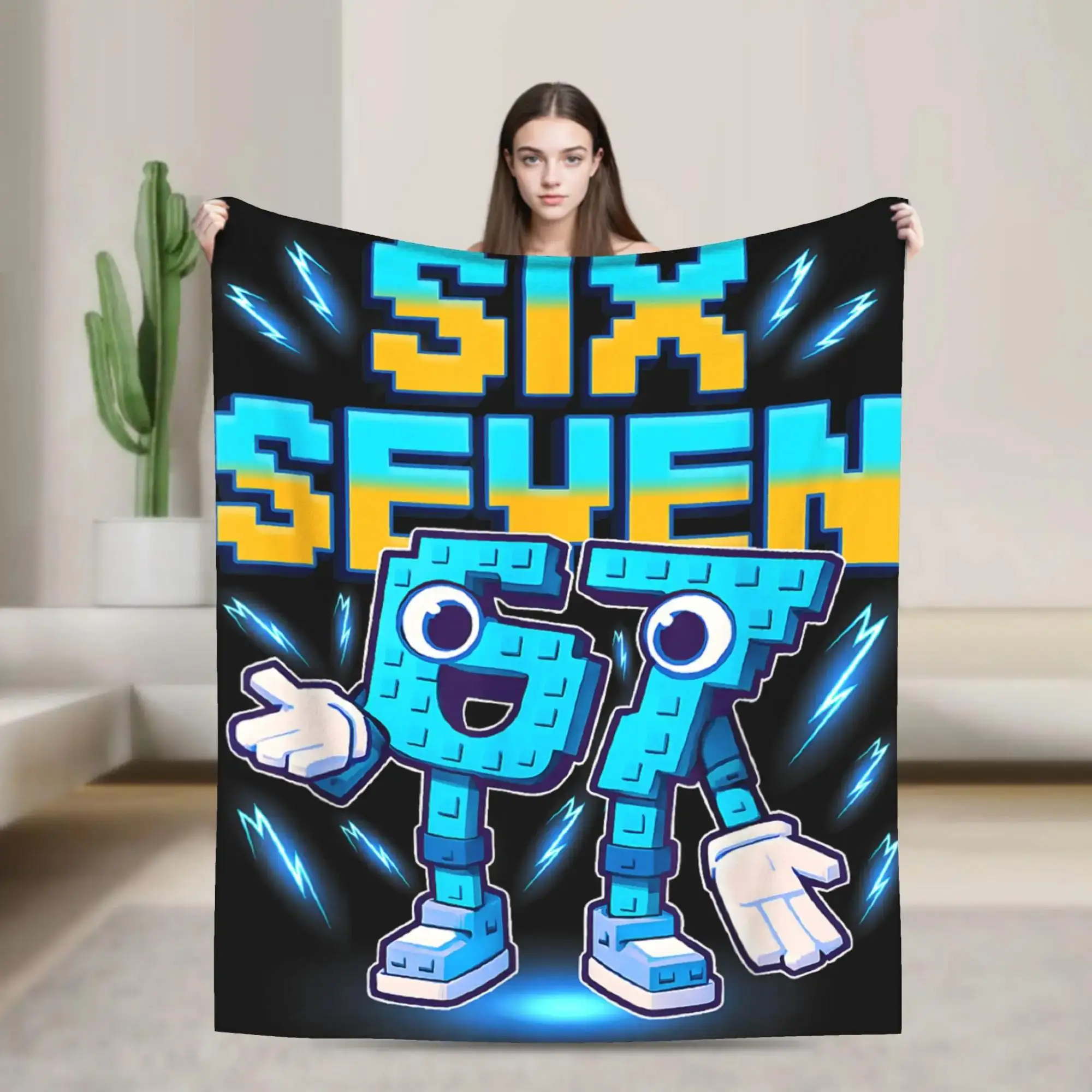 

Плюшевый плед-покрывало Six Seven Brainrot Italian Funny Gaming Meme для мальчиков, модный, мягкий, фланелевый, для гостиной