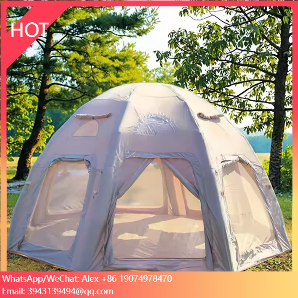 

5 Person Tall Air Pump Tent Extended Easy Set Up Stable Glamping Dome Inflatable Tent For Family Activity