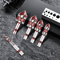 5Pcs Countersink Drill Bit Set Portable Chamfering Countersink Drill Hex Shank 5 Flute Countersink Bit Drill Driven Woodworking